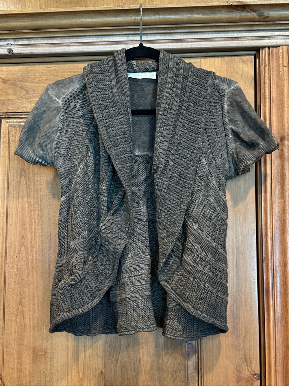 ERREUNO Milano Gray Knit Cowl Neck Cardigan Sweater Short Sleeve Italy